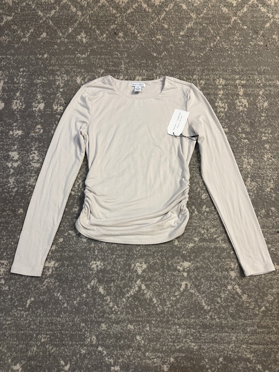 Better Together Tops - Women’s Side-Ruched Long Sleeve Tee - Light Beige